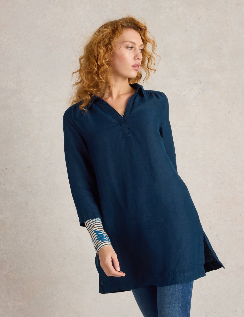 Pure Linen Printed Collared Tunic 5 of 6