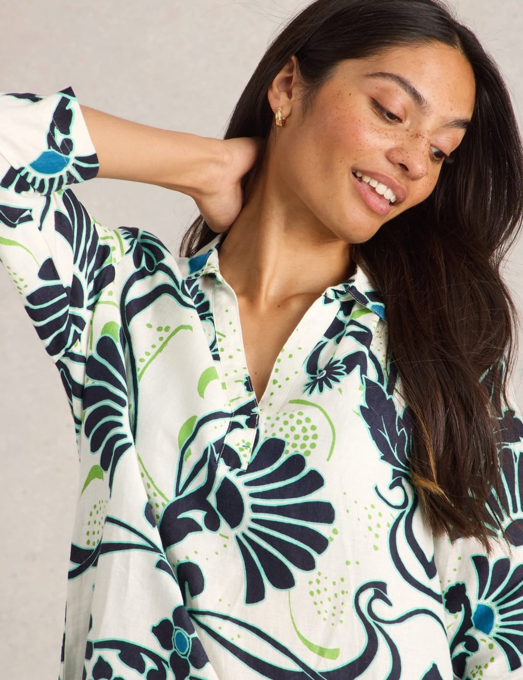 Pure Linen Printed Collared Tunic 5 of 6