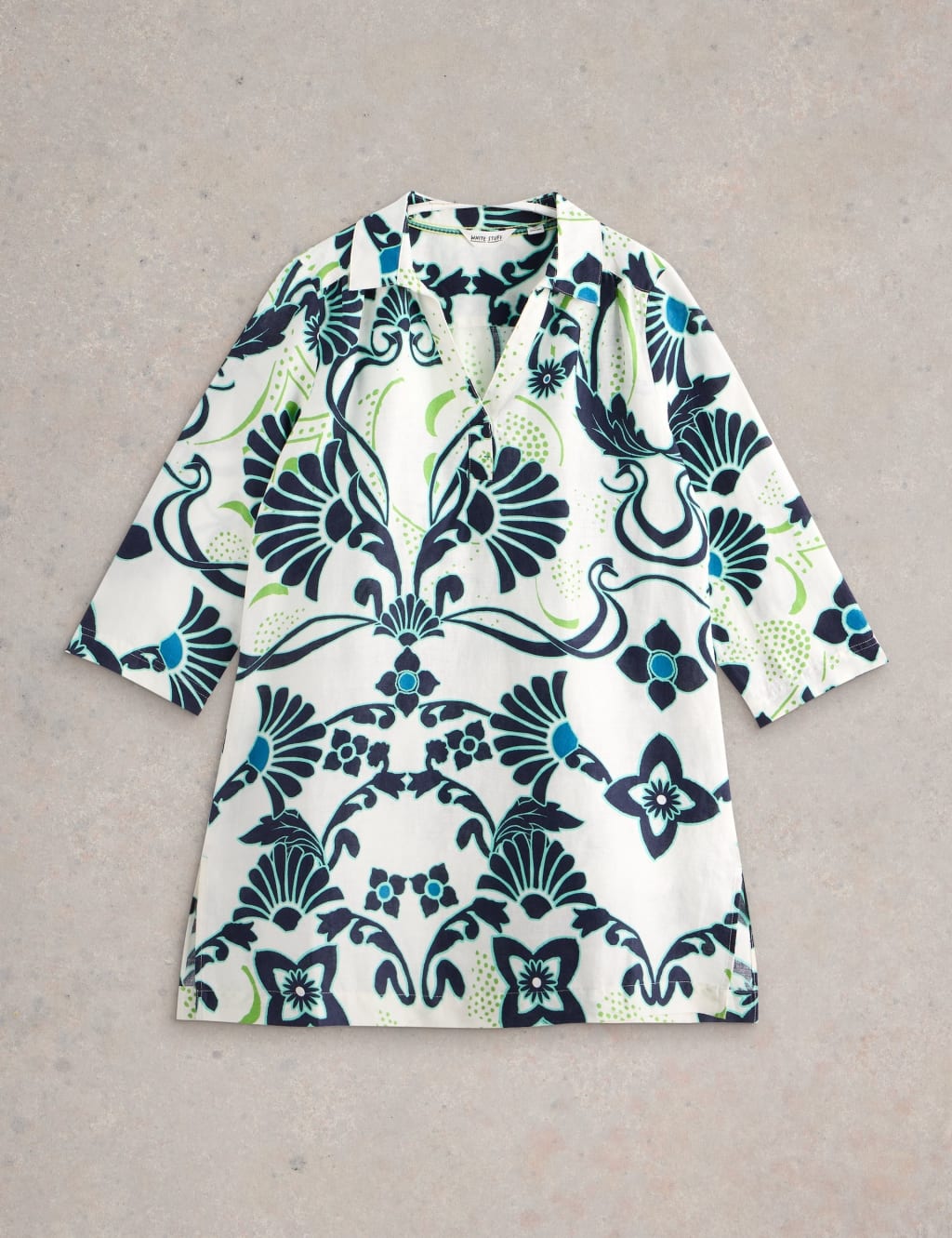 Pure Linen Printed Collared Tunic 2 of 6