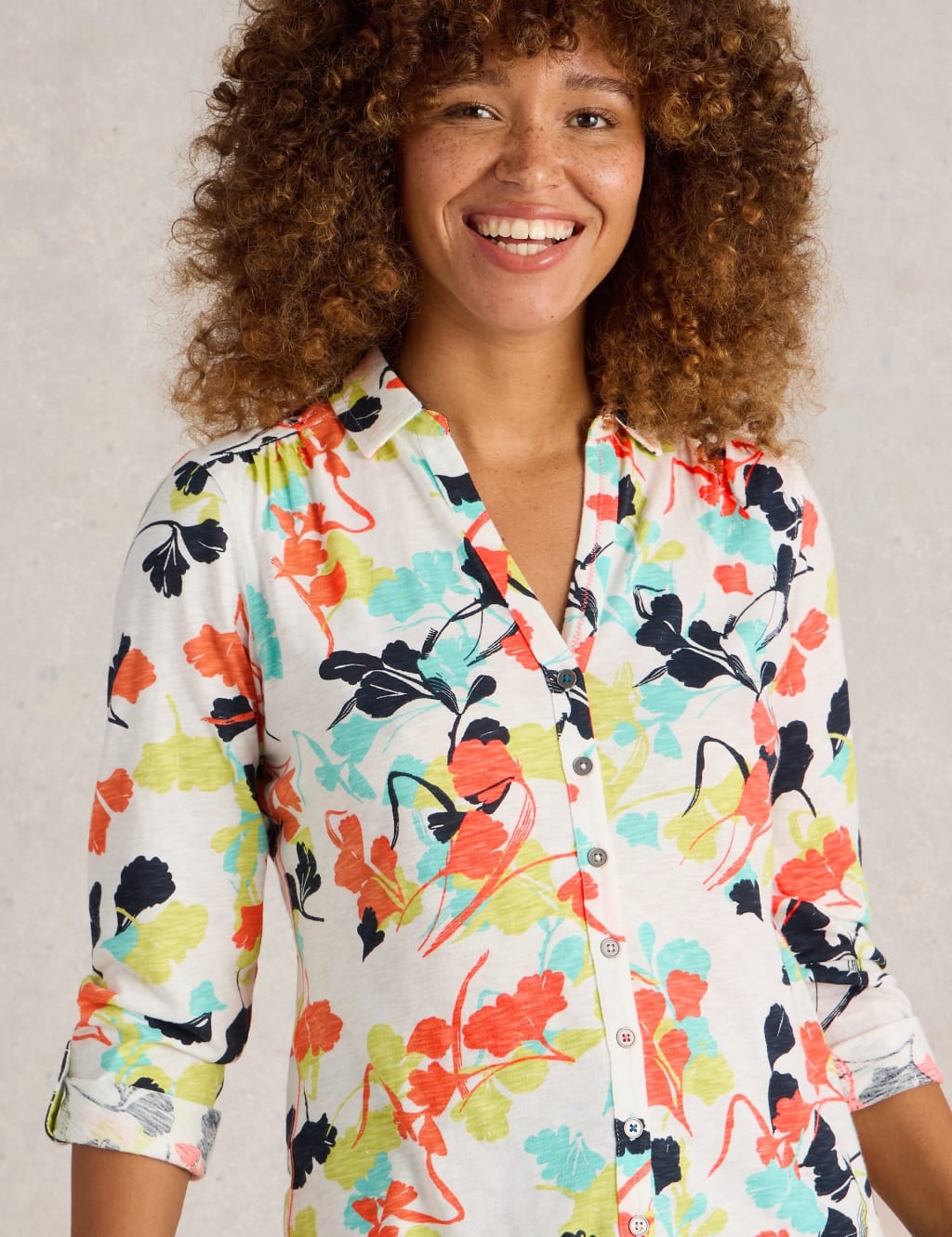 Jersey Printed Collared V-Neck Shirt 5 of 6