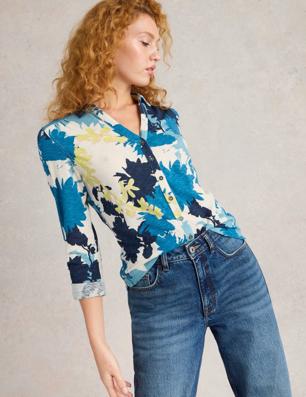Jersey Printed Collared V-Neck Shirt 5 of 6
