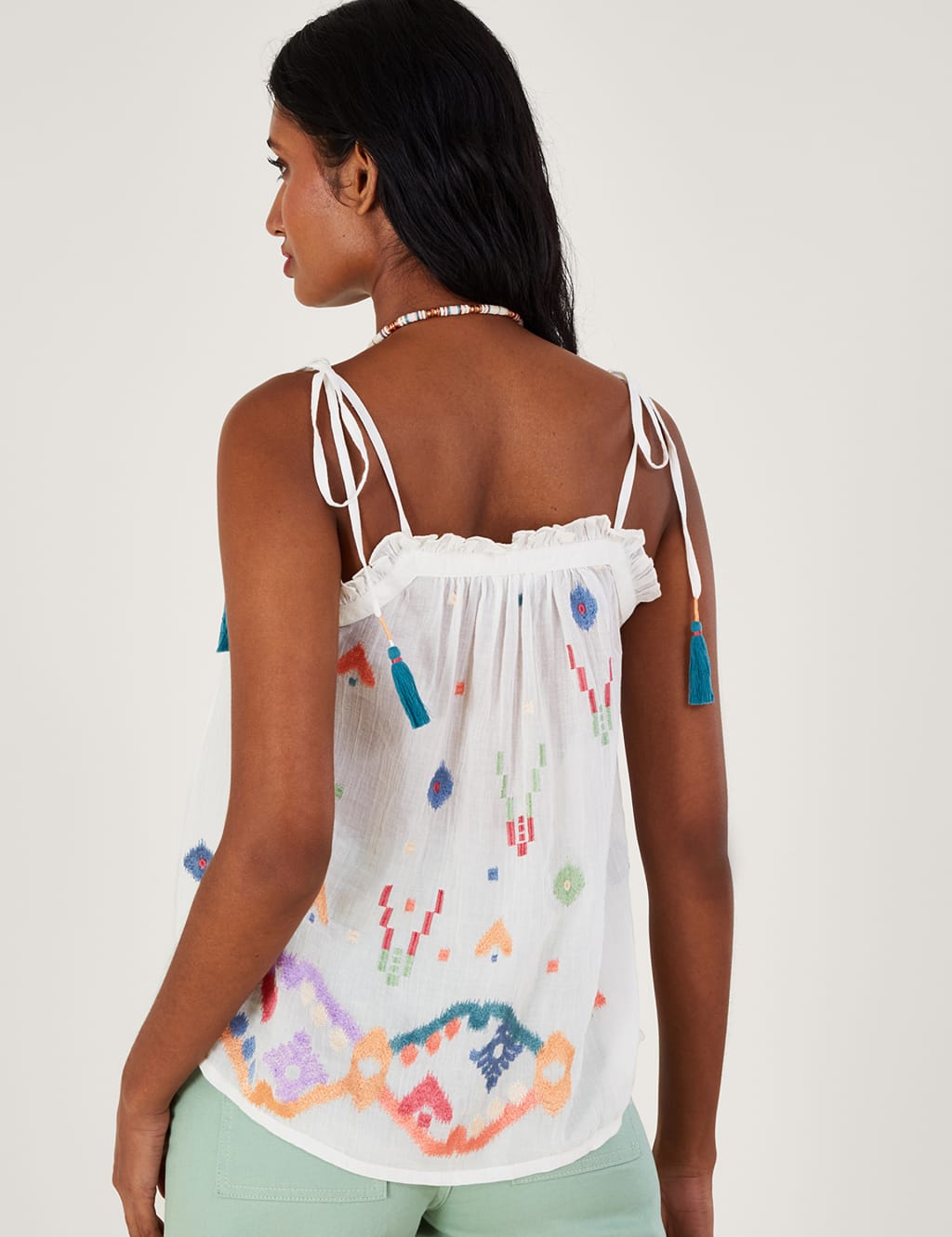 Pure Cotton Embroidered Cami Top 3 of 5