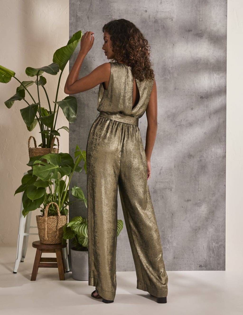 Metallic wide leg jumpsuit new arrivals