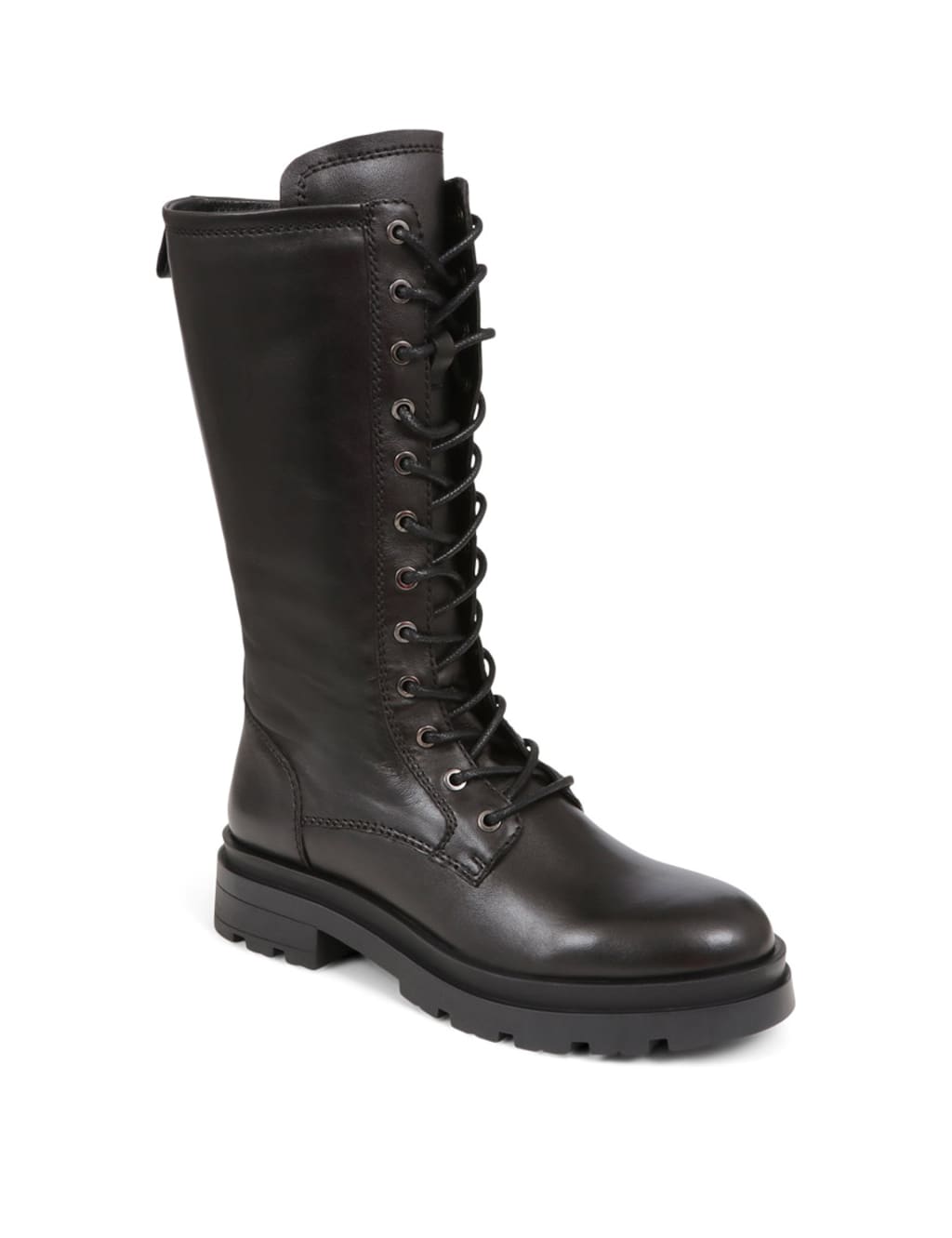 Leather Biker Lace Up Block Heel Boots 2 of 6