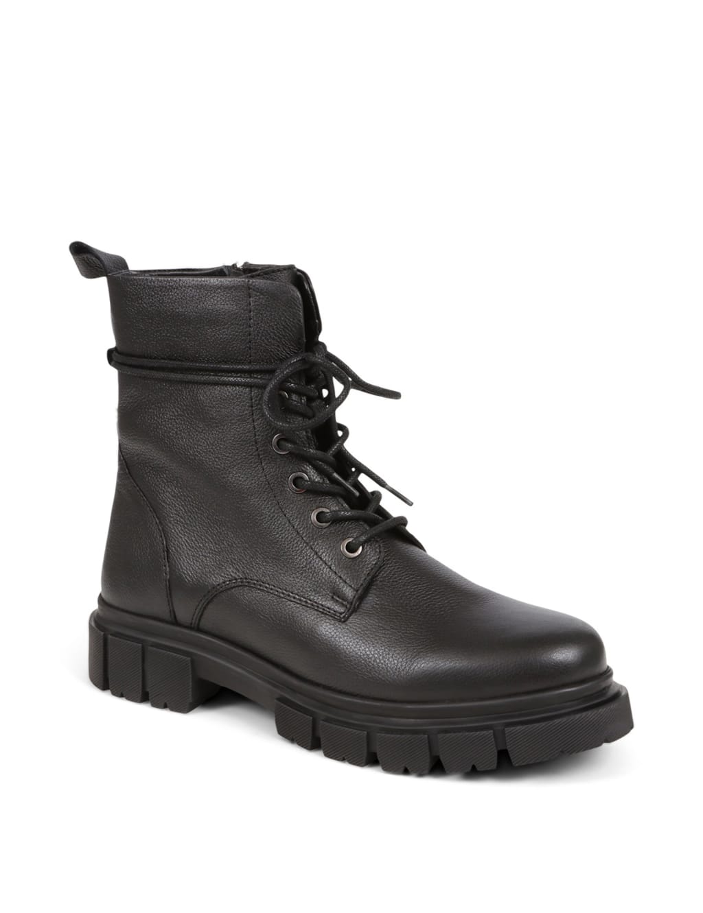 Black lace up cleated ankle boot store