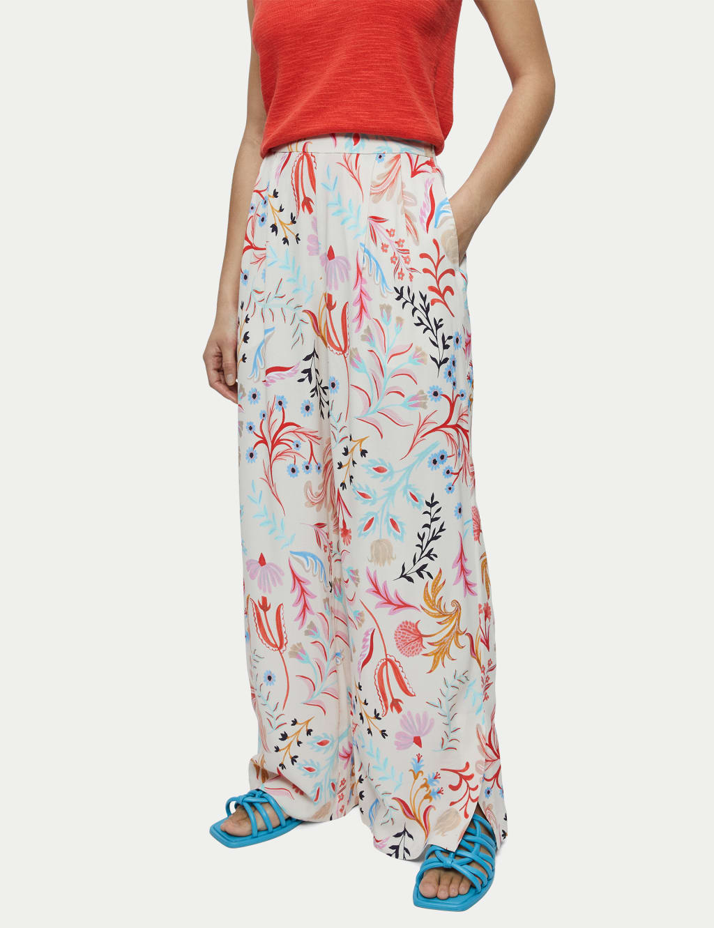 Floral Side Zip Wide Leg Trousers 1 of 4
