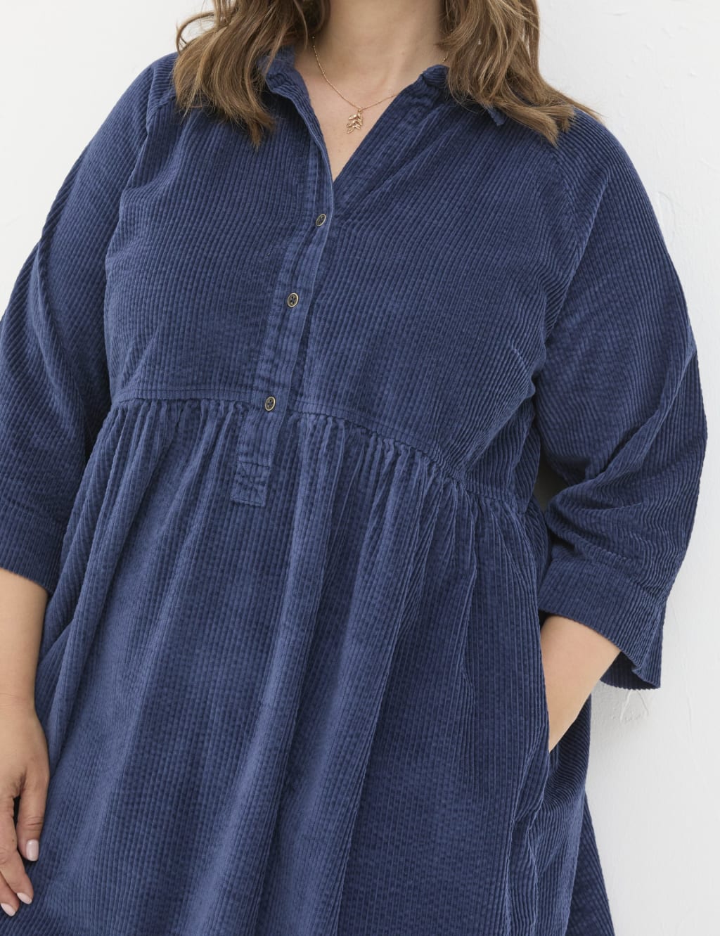Pure Cotton Cord Collared Mini Waisted Dress FatFace M S
