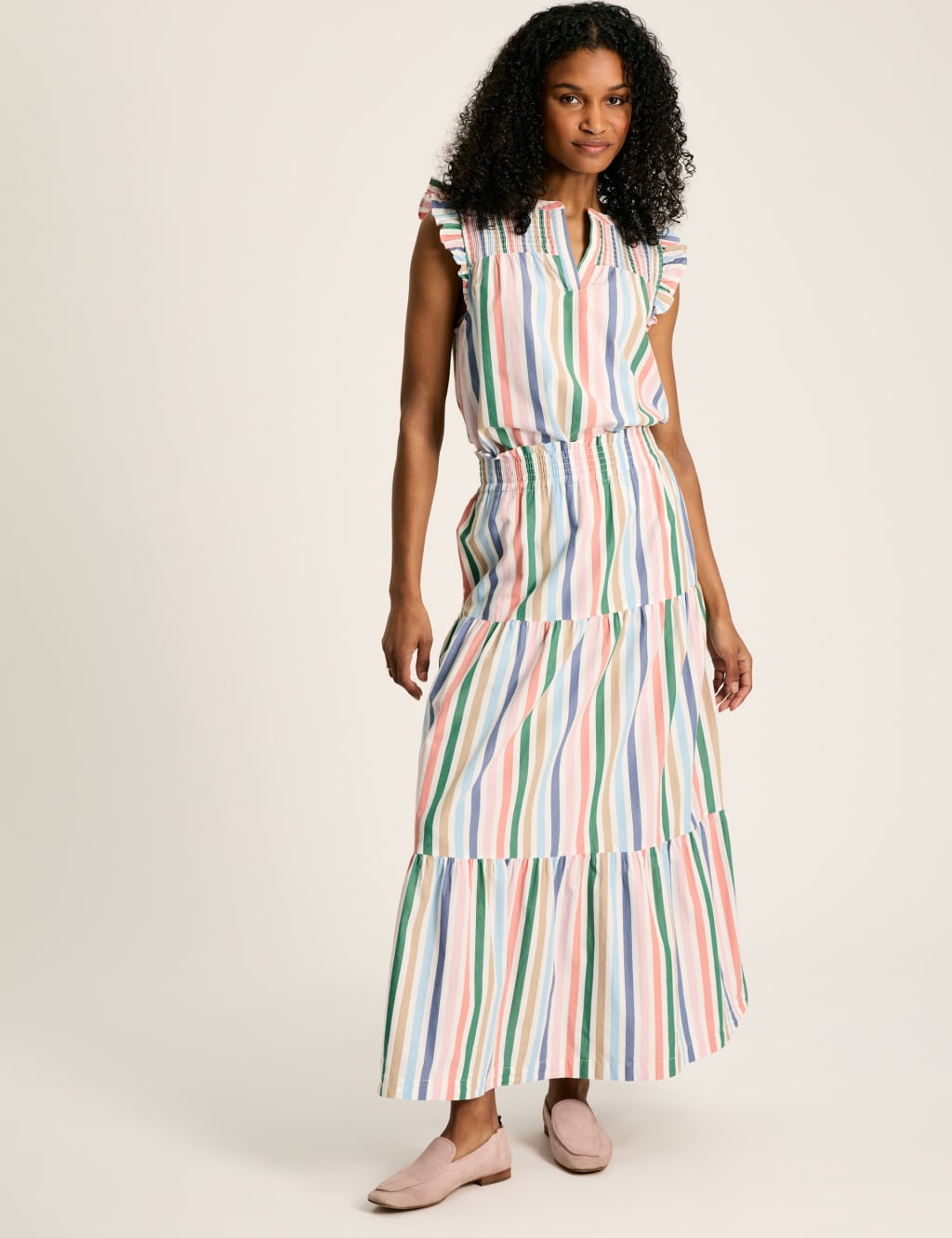 Striped tiered skirt discount