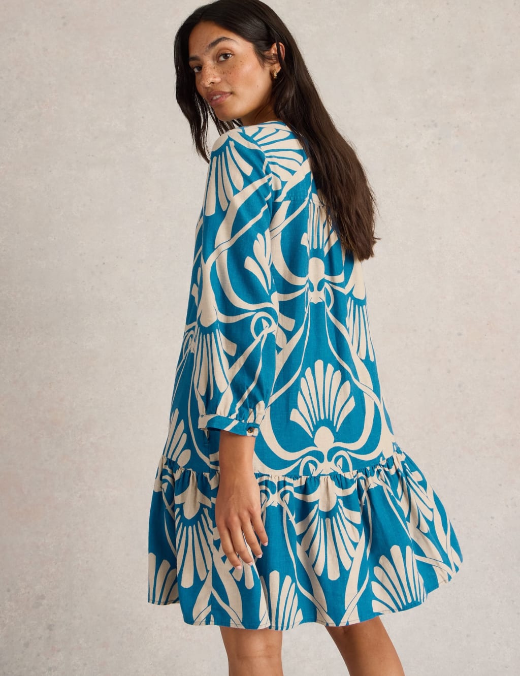 Linen Rich Printed Tea Dress 4 of 6