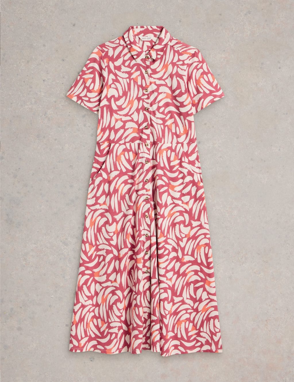 Cotton Modal Printed V Neck Midi Shirt Dress 2 of 6