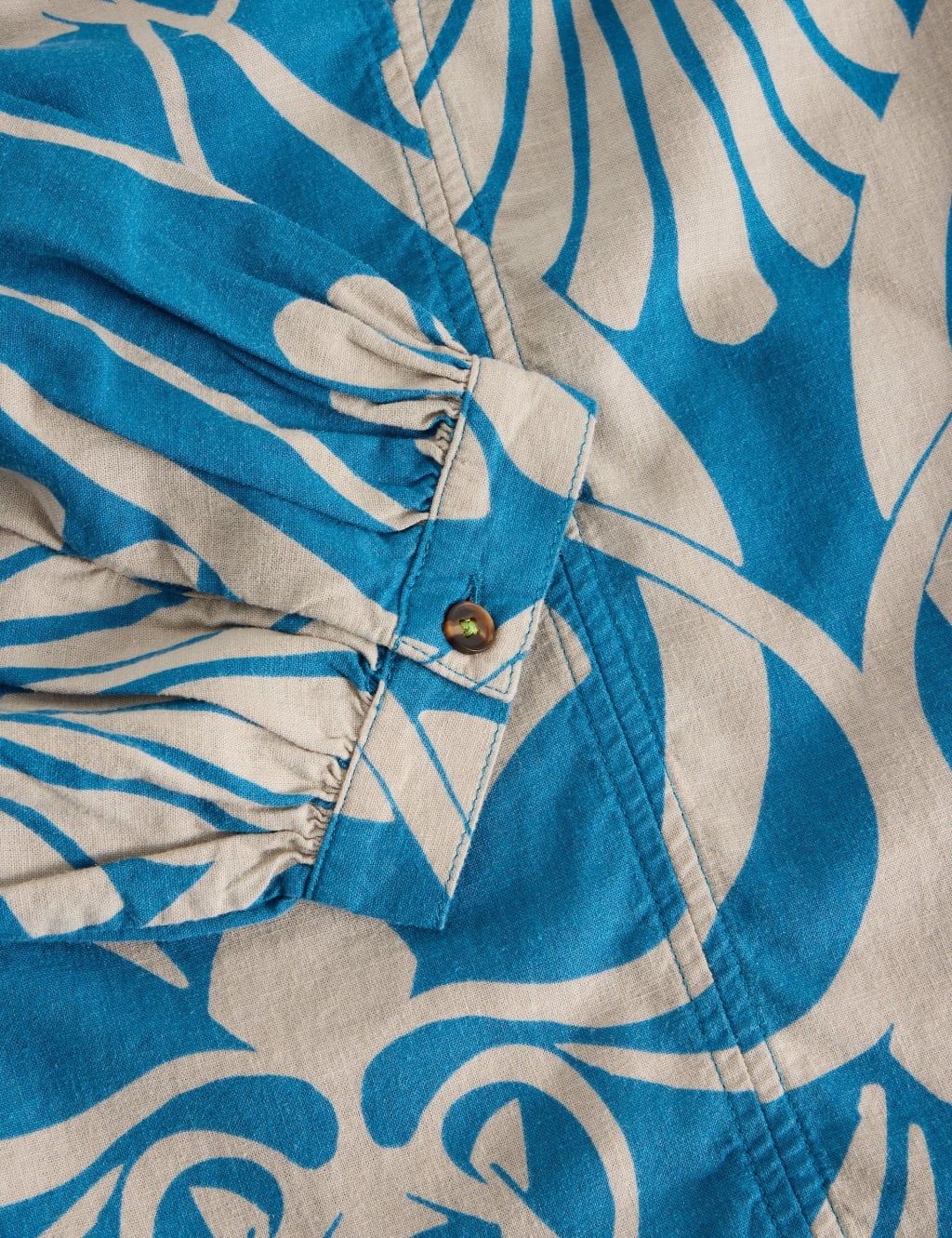 Linen Rich Printed Tie Neck Blouse 6 of 6