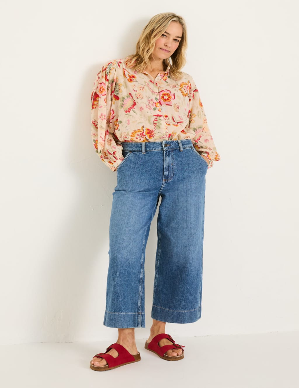 Pure Cotton Floral Textured Blouse 3 of 5