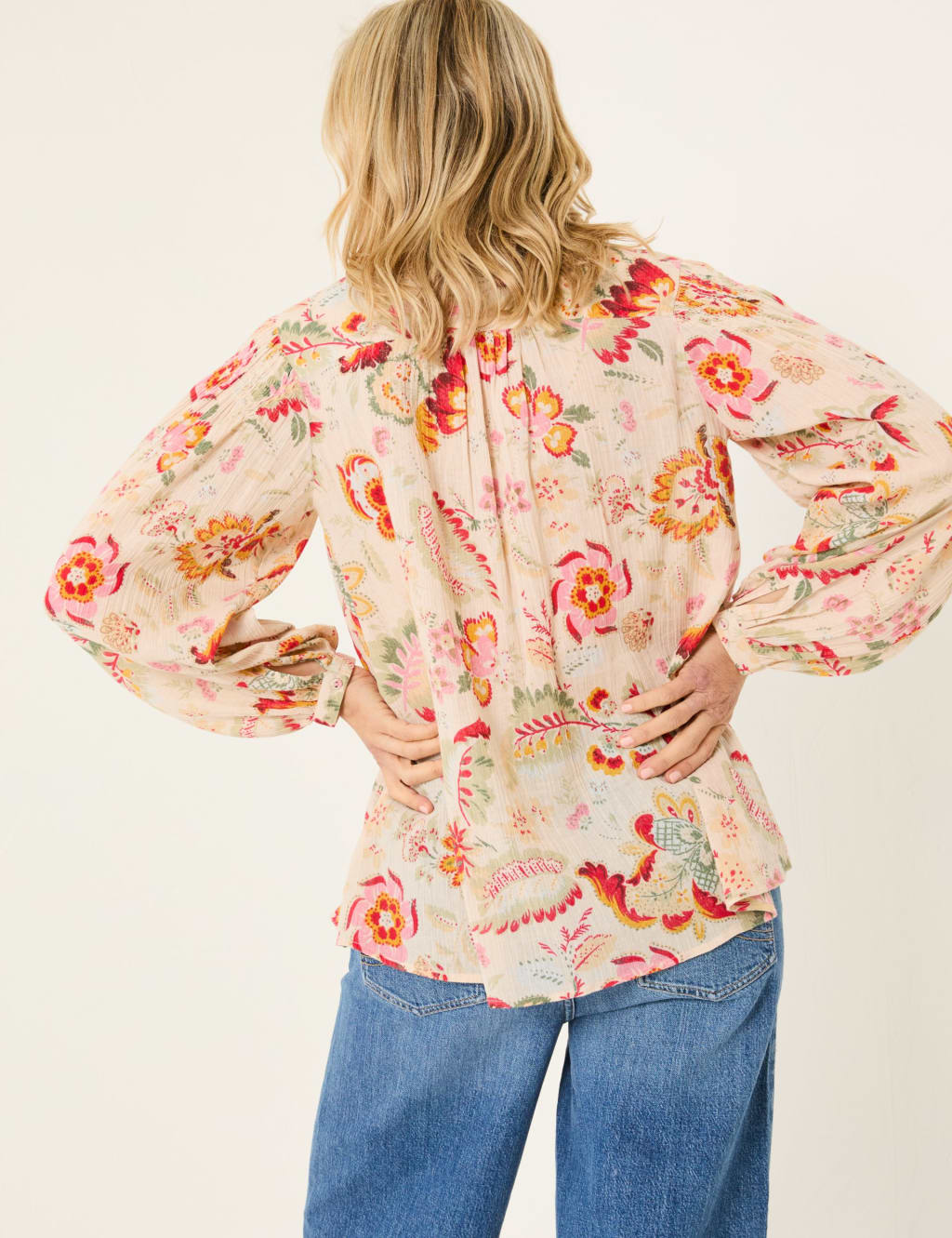 Pure Cotton Floral Textured Blouse 4 of 5