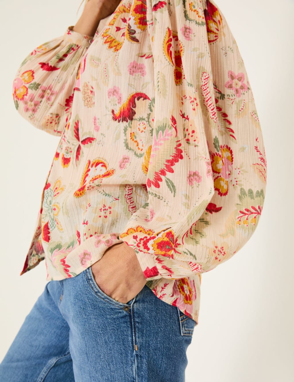 Pure Cotton Floral Textured Blouse 5 of 5