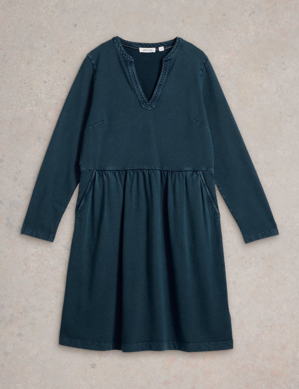 Denim Notch Neck Knee Length Tea Dress 2 of 6