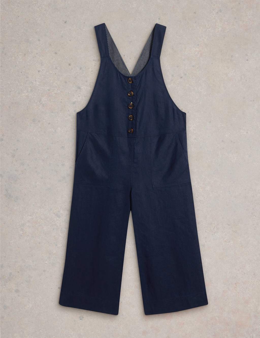 Pure Linen Cropped Dungarees 2 of 7