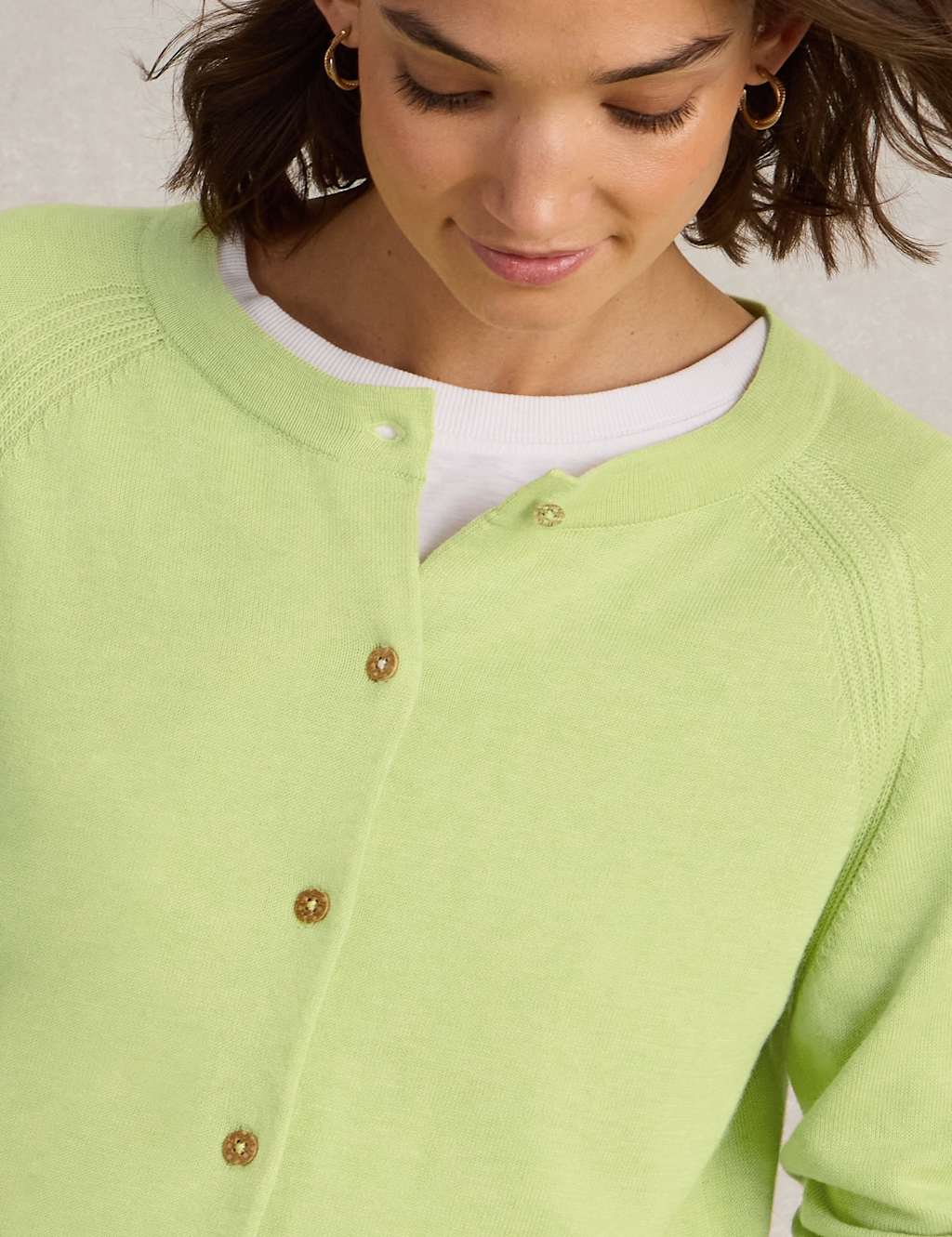 Pure Cotton Crew Neck Cardigan 4 of 6