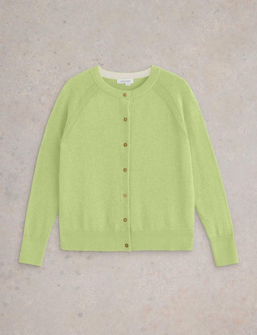 Pure Cotton Crew Neck Cardigan 2 of 6