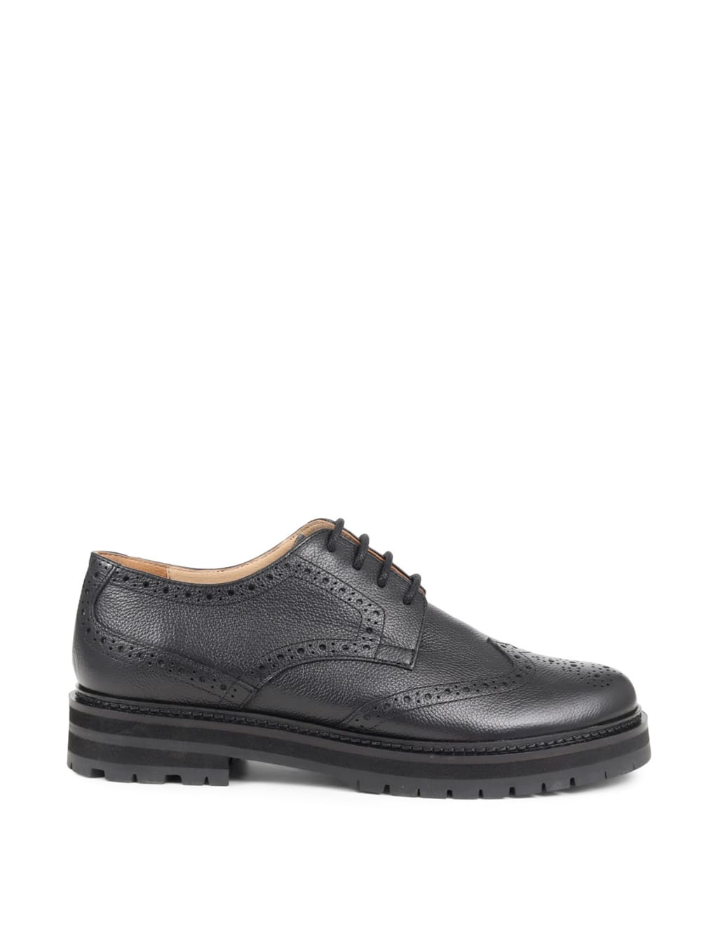 Leather Lace Up Flatform Brogues