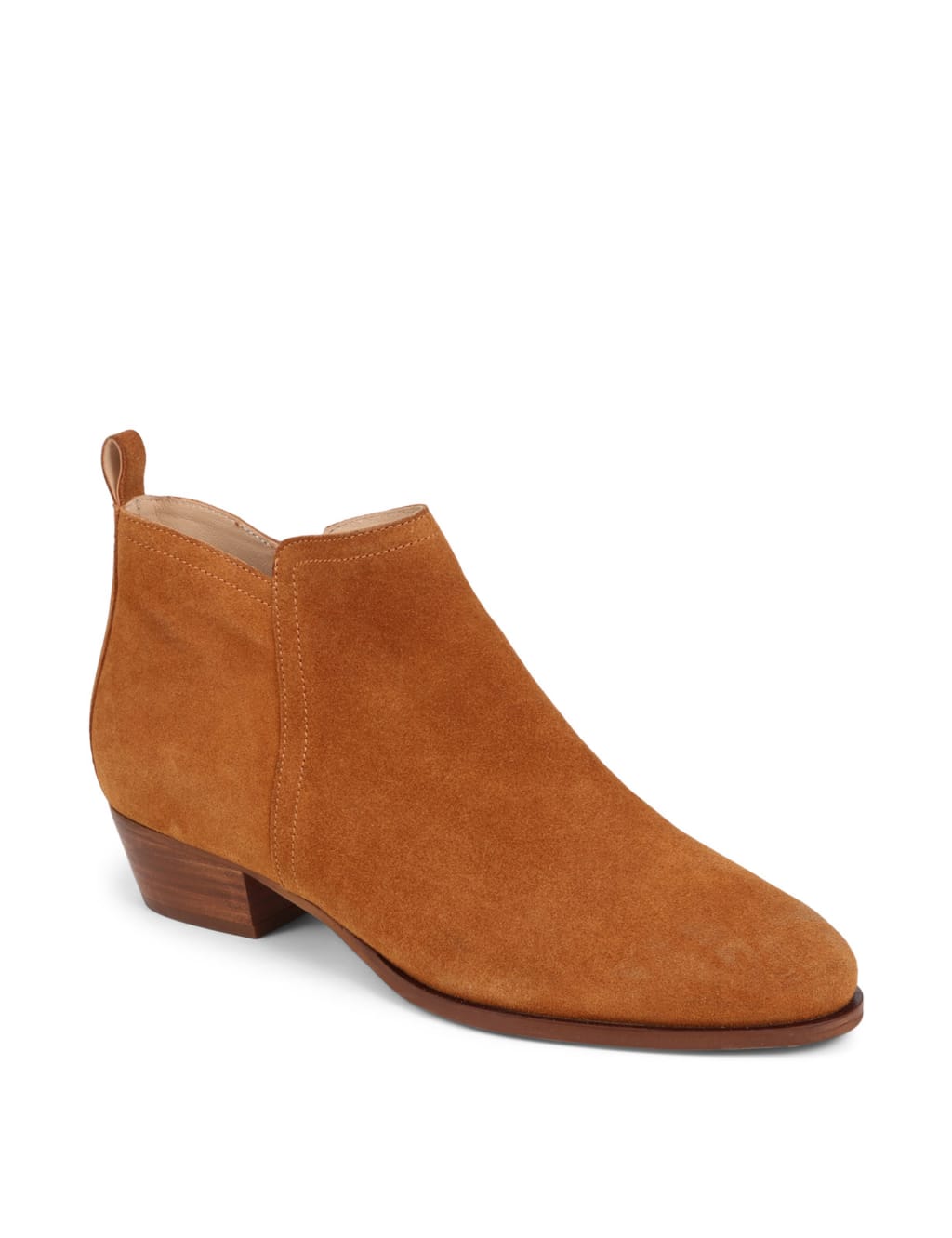 Suede Block Heel Round Toe Ankle Boots