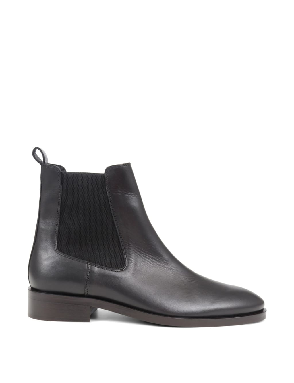 Black leather booties flat online