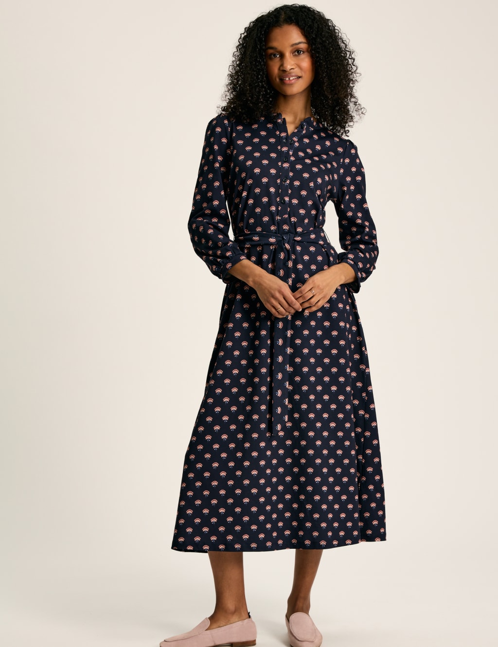 Pure Cotton Jersey Printed Midi Shirt Dress Joules M S