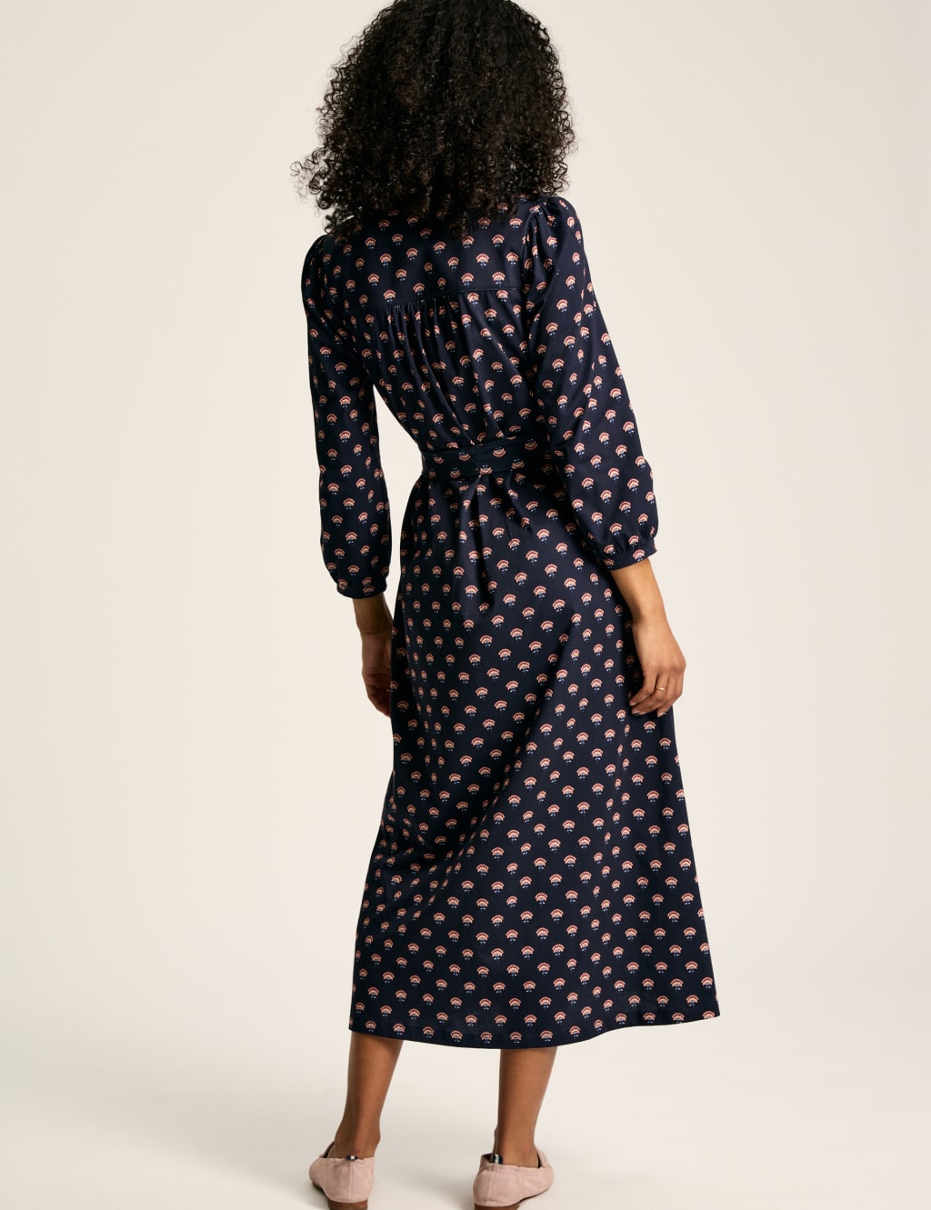 Pure Cotton Jersey Printed Midi Shirt Dress Joules M S