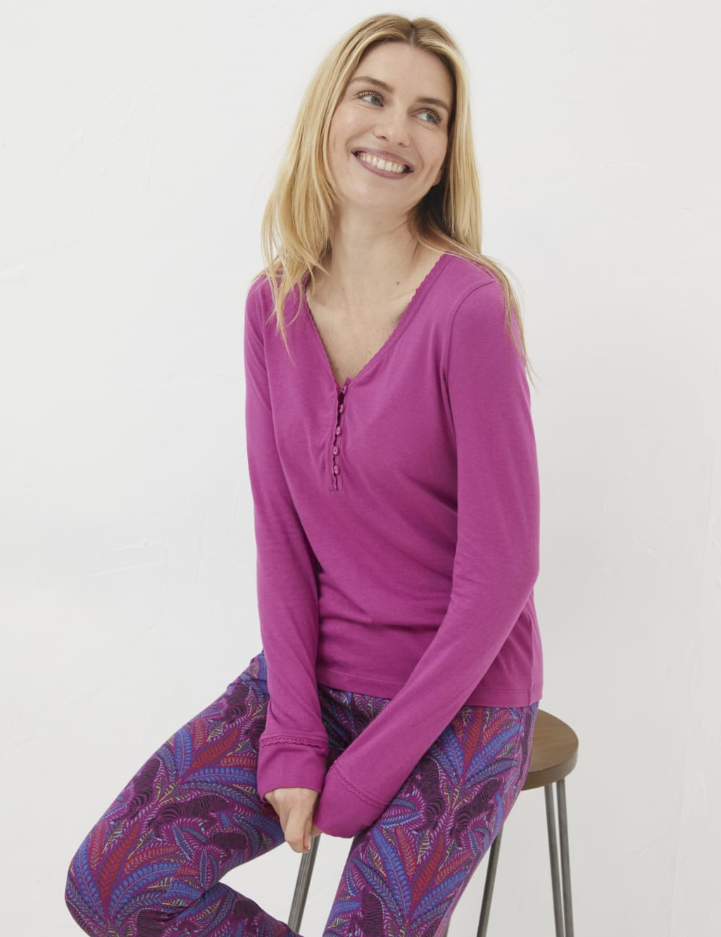 Cotton Modal Henley Pyjama Top FatFace M S