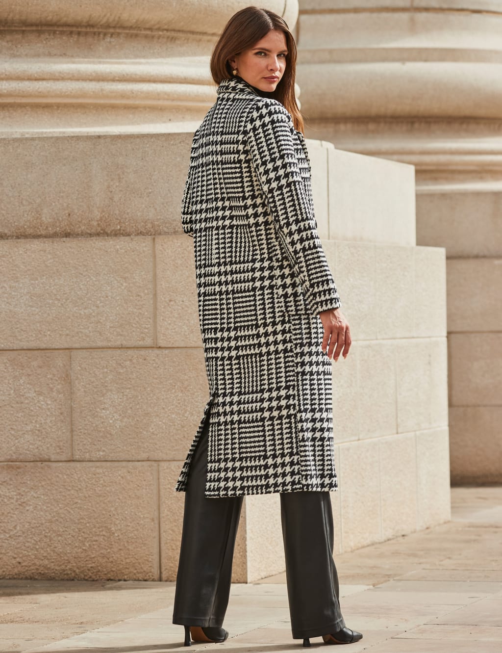 Tailored check coat discount