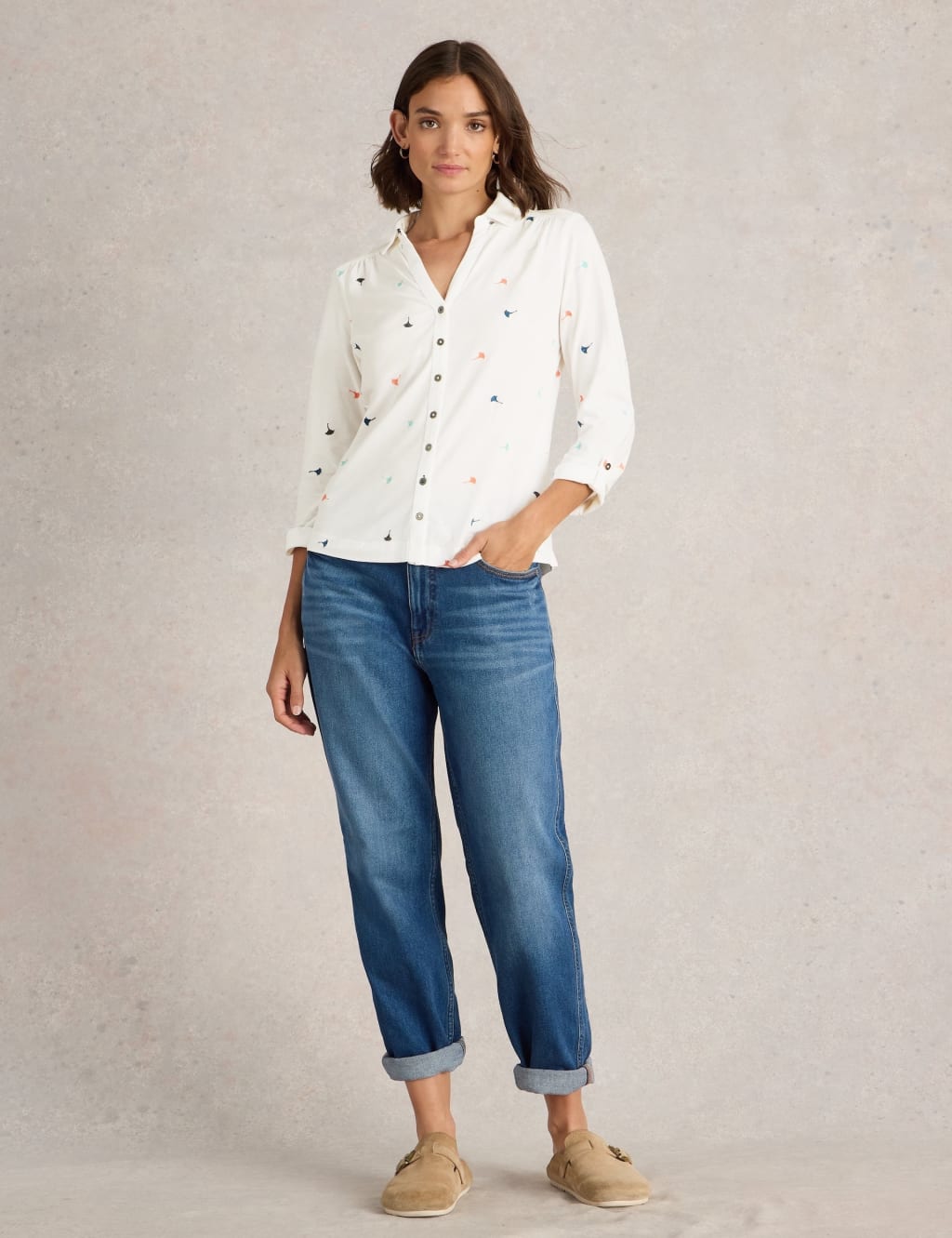 Pure Cotton Jersey Embroidered Shirt 3 of 6