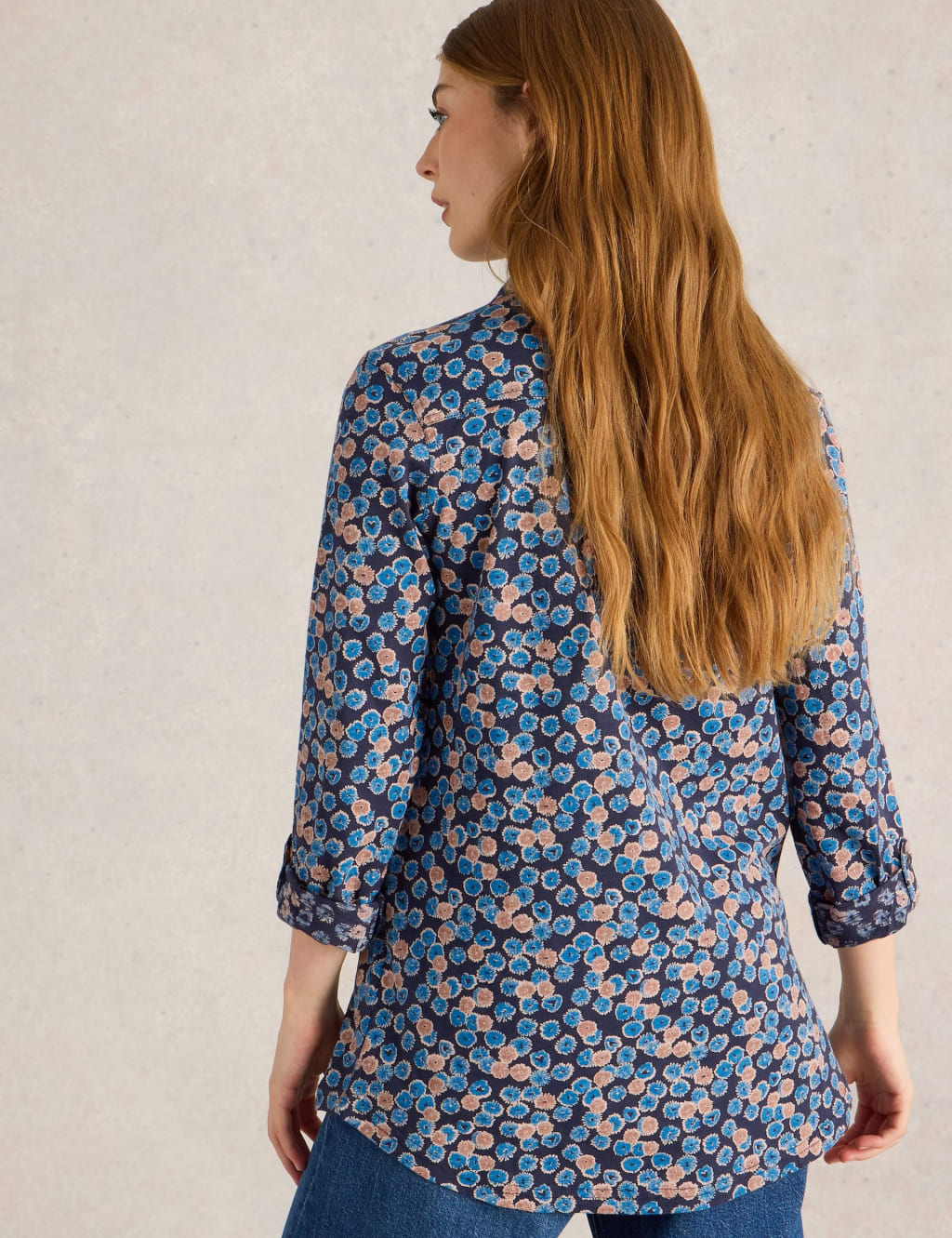 Pure Cotton Leaf Print Longline Shirt 4 of 6