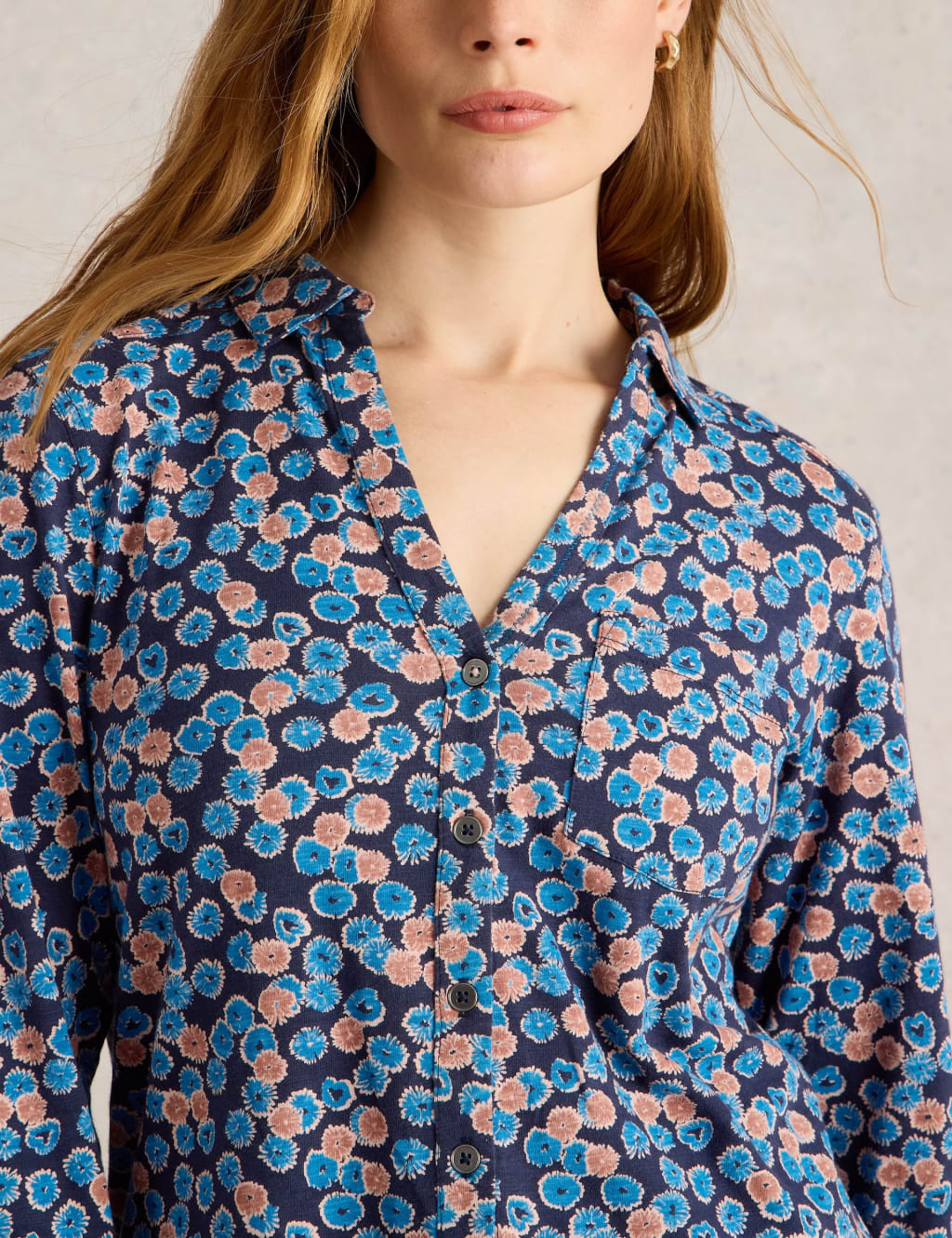 Pure Cotton Leaf Print Longline Shirt 5 of 6