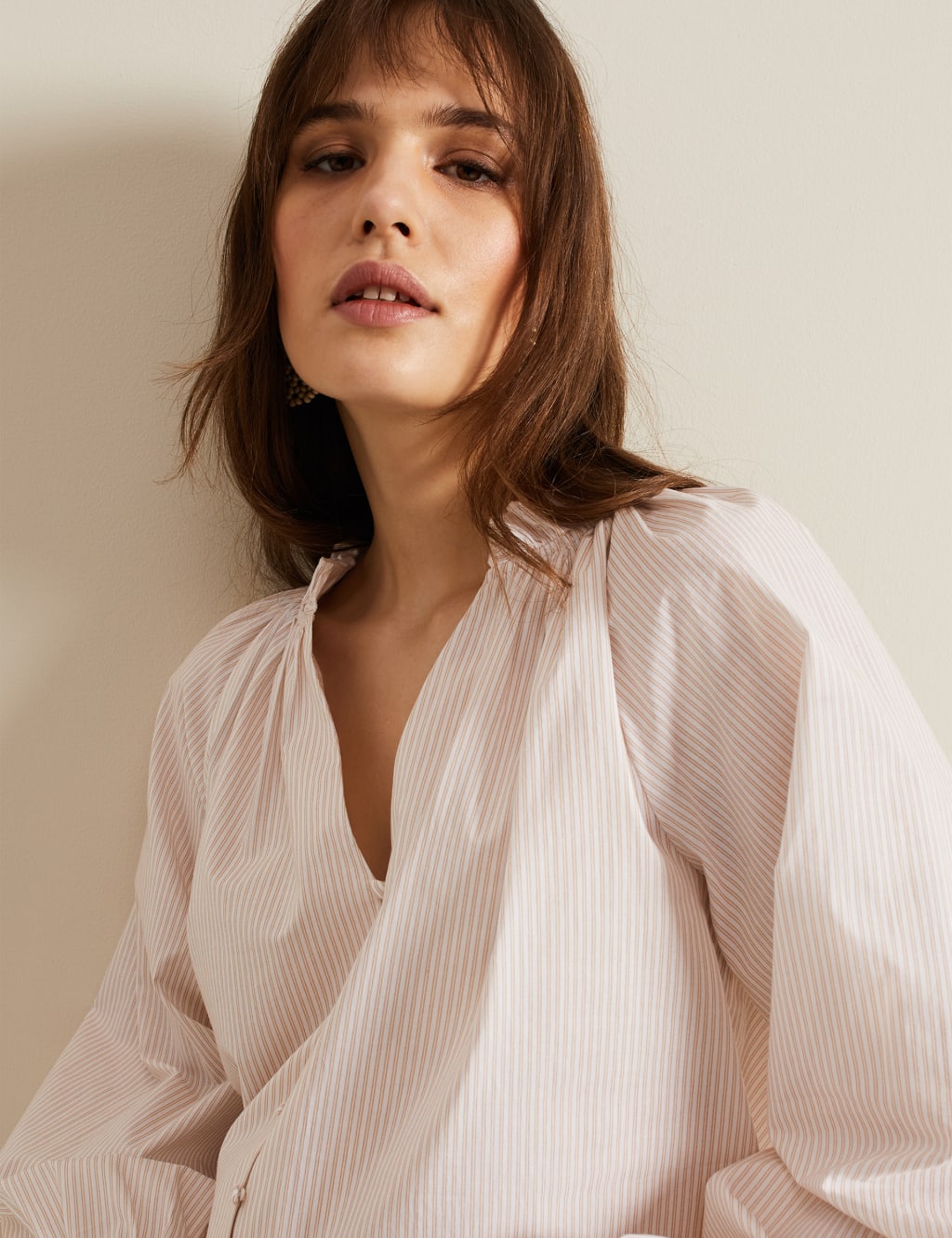 Pure Cotton Striped Notch Neck Shirt 5 of 6
