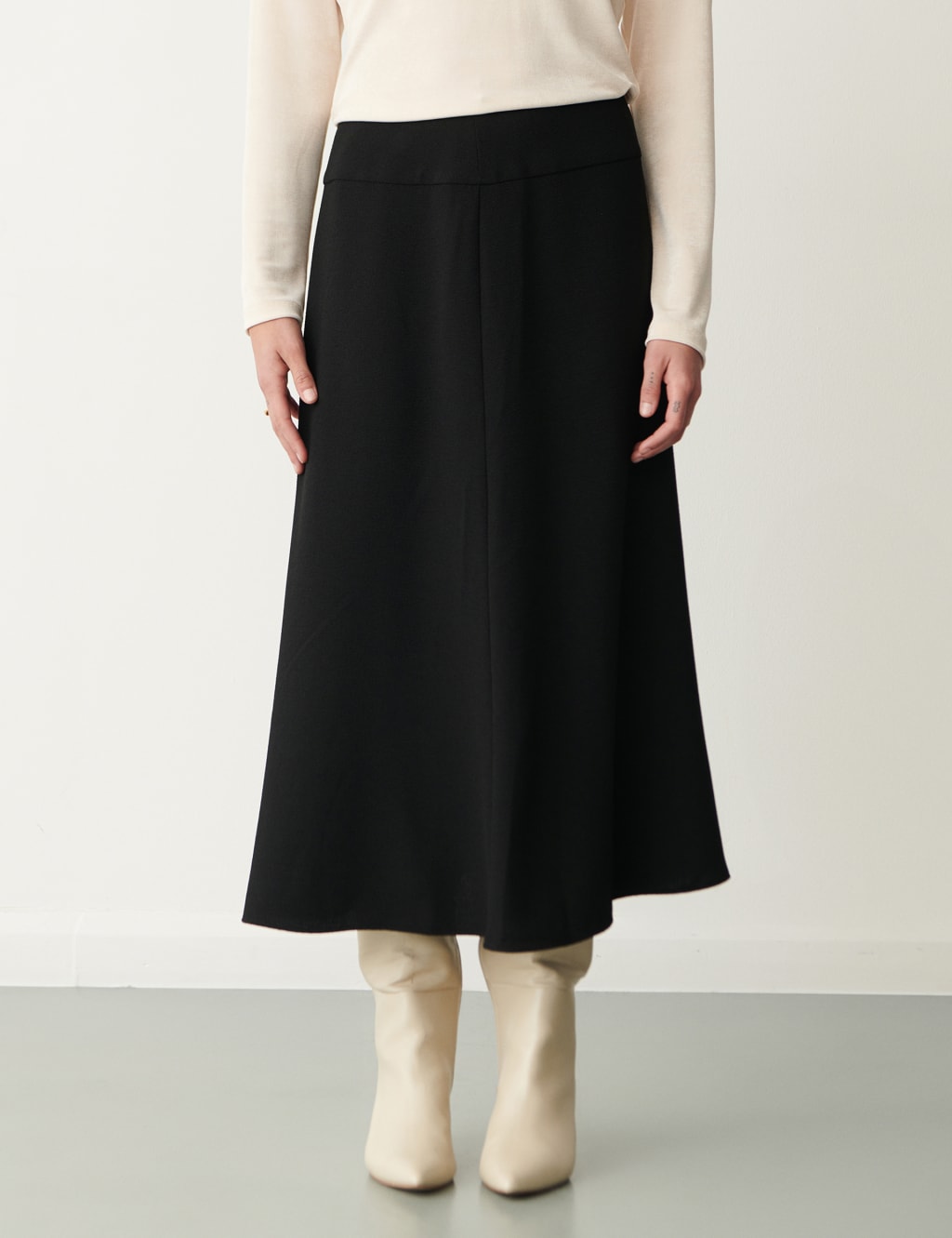 Crepe Midaxi A Line Skirt
