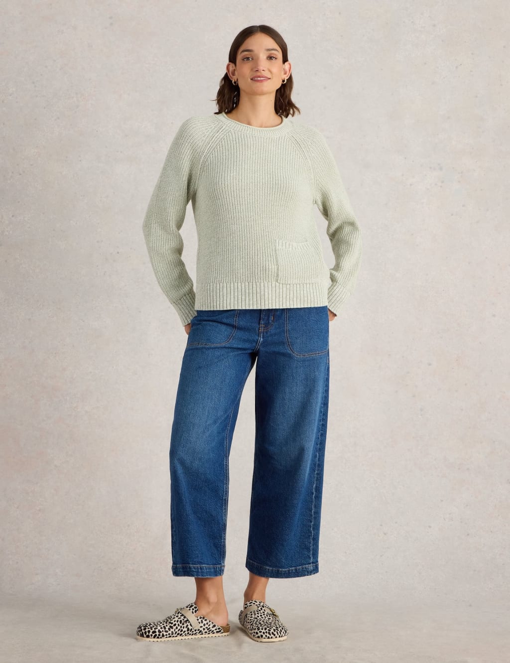 Pure Cotton Textured Crew Neck Jumper 3 of 6