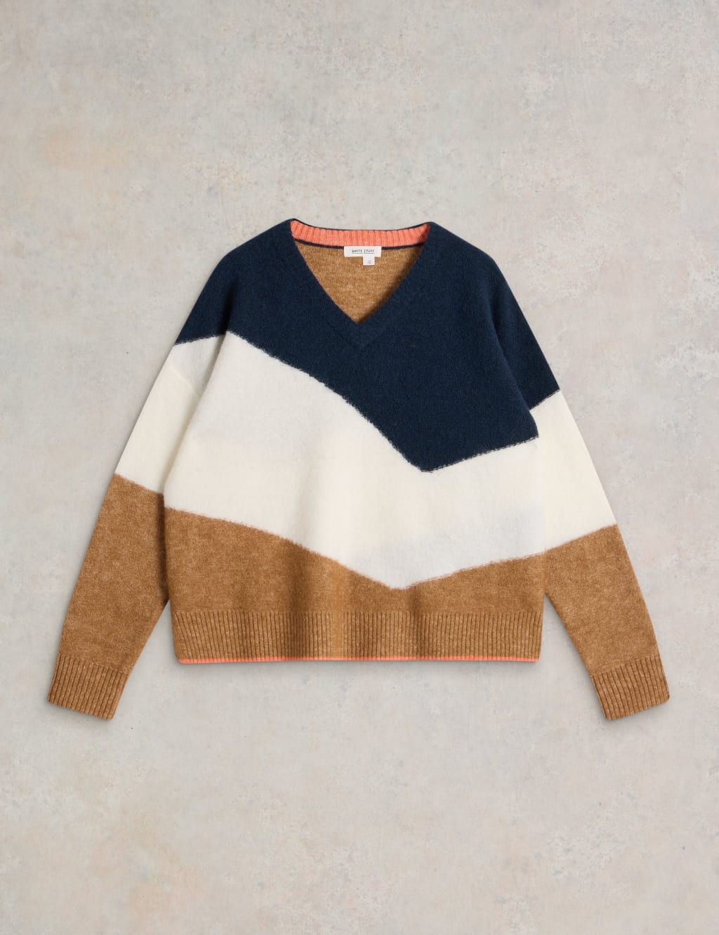 Wool Blend Colour Block V-Neck Relaxed Jumper 2 of 6