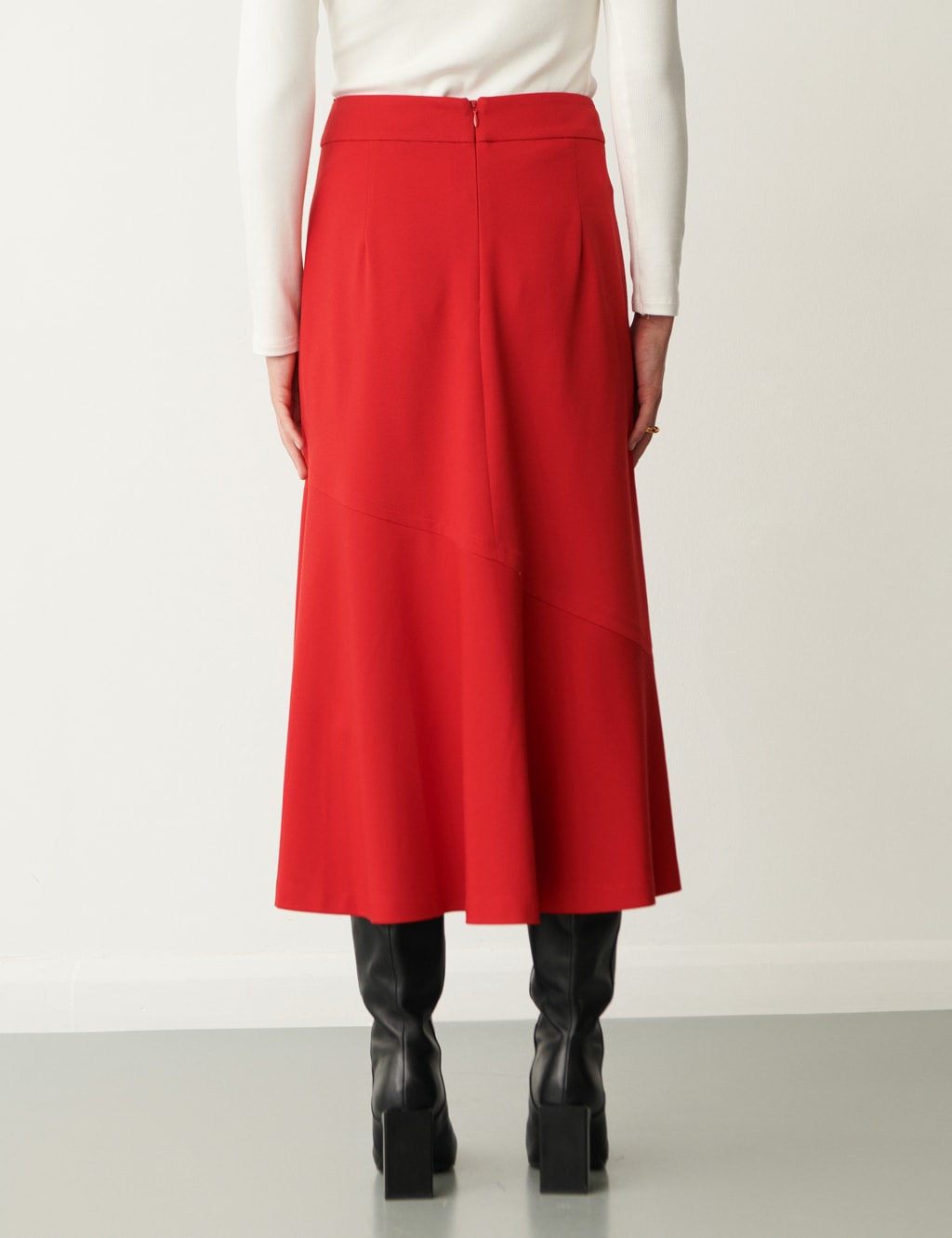 Ponte Jersey Seam Detail Midi A-Line Skirt 3 of 4