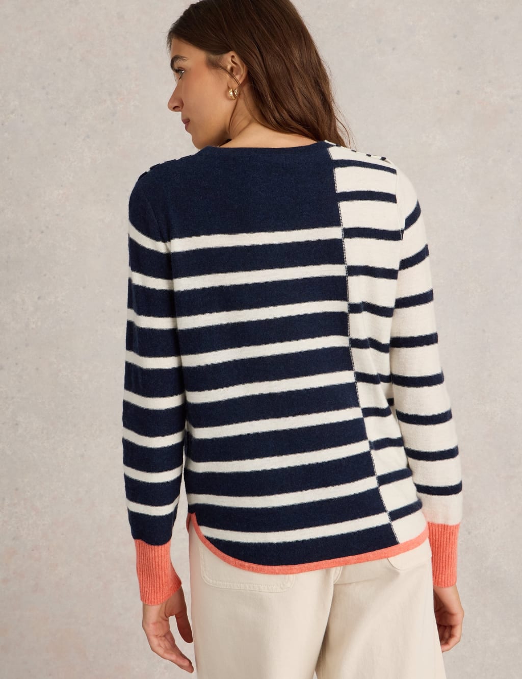 Wool Blend Striped Crew Neck Jumper 4 of 6