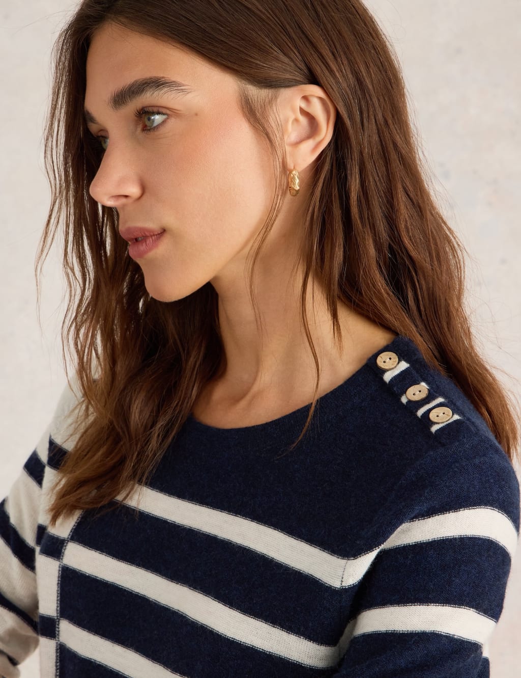 Wool Blend Striped Crew Neck Jumper 5 of 6