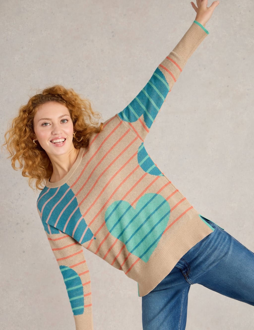 Cotton Rich Striped Heart Jumper | White Stuff | M&S Cotton Rich Striped Heart Jumper | White Stuff | M&S