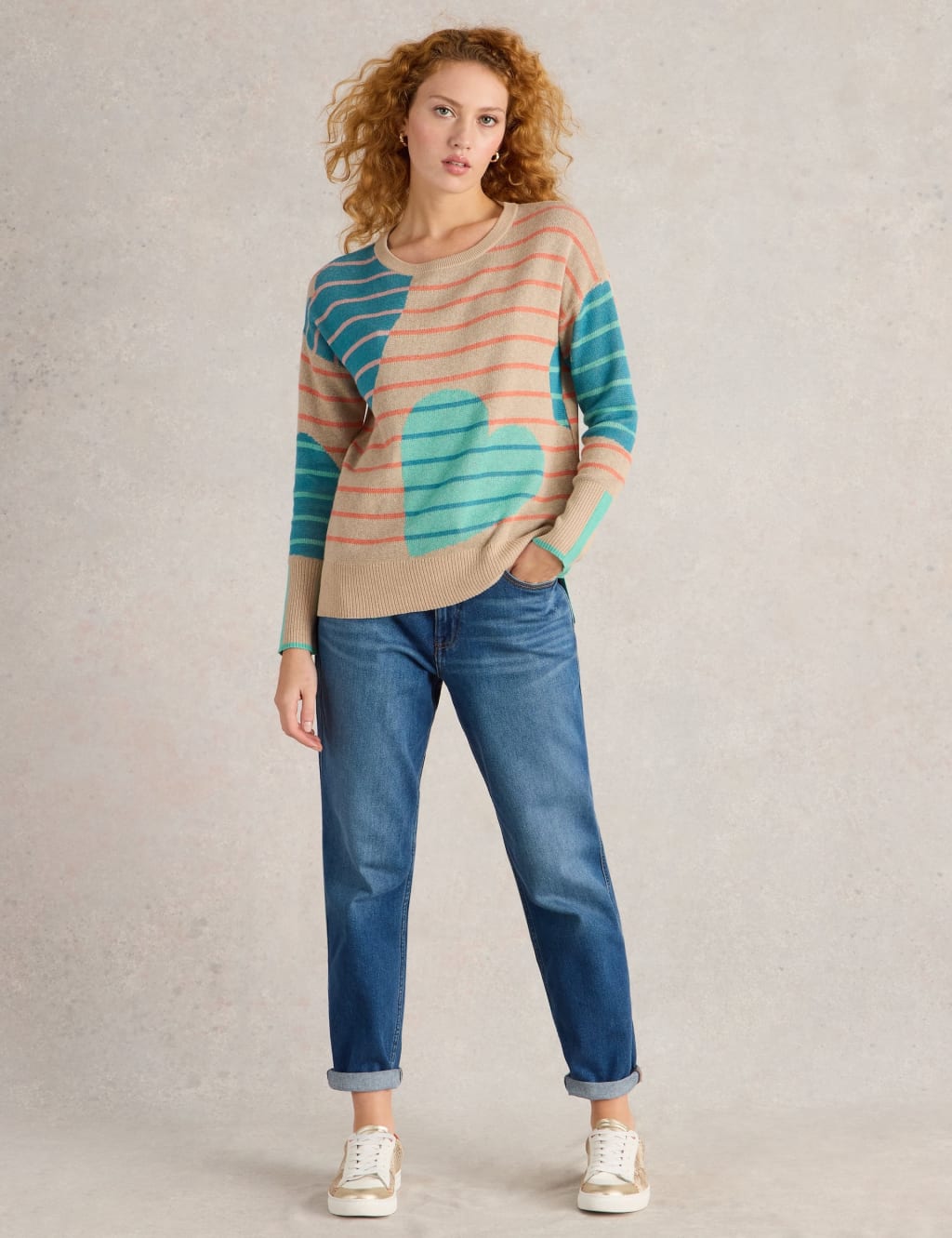 Cotton Rich Striped Heart Jumper 3 of 6