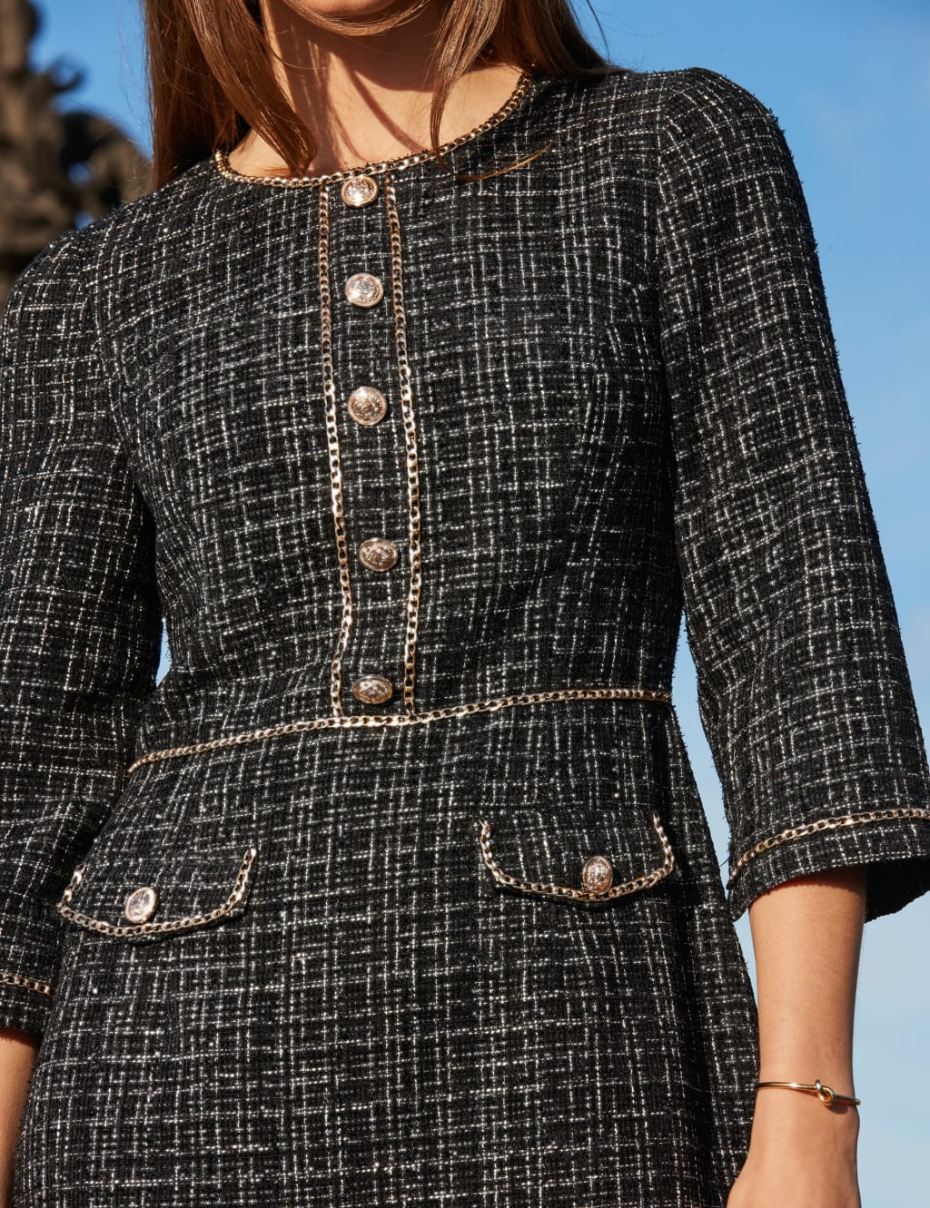 Textured Button Detail Mini Shift Dress | SOSANDAR | M&S