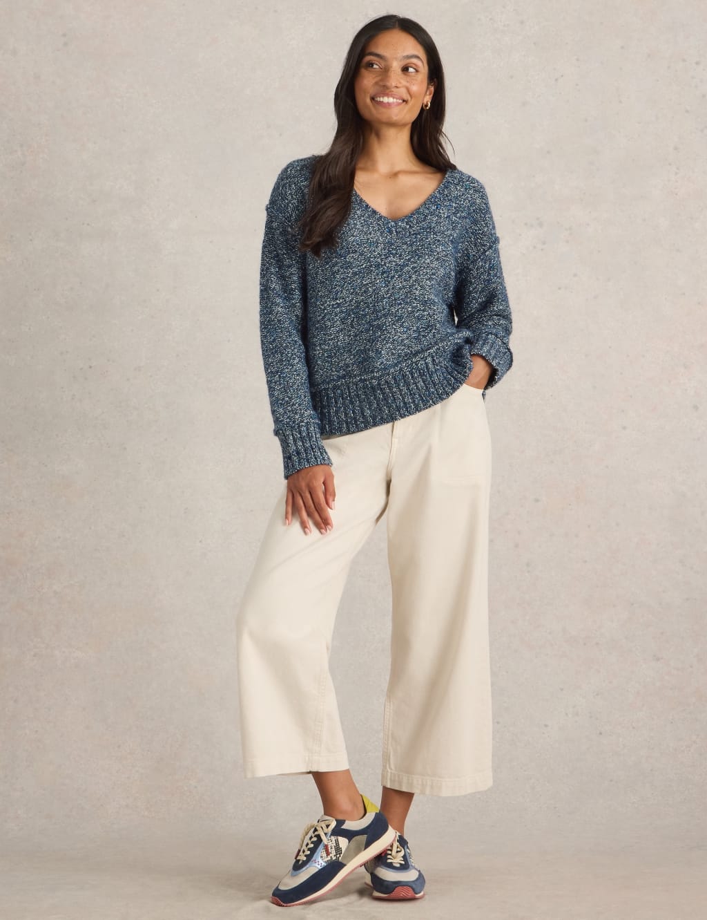 Cotton Rich Textured V-Neck Jumper 3 of 6