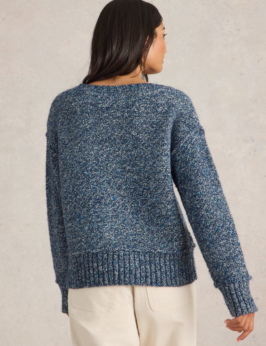 Cotton Rich Textured V-Neck Jumper 4 of 6