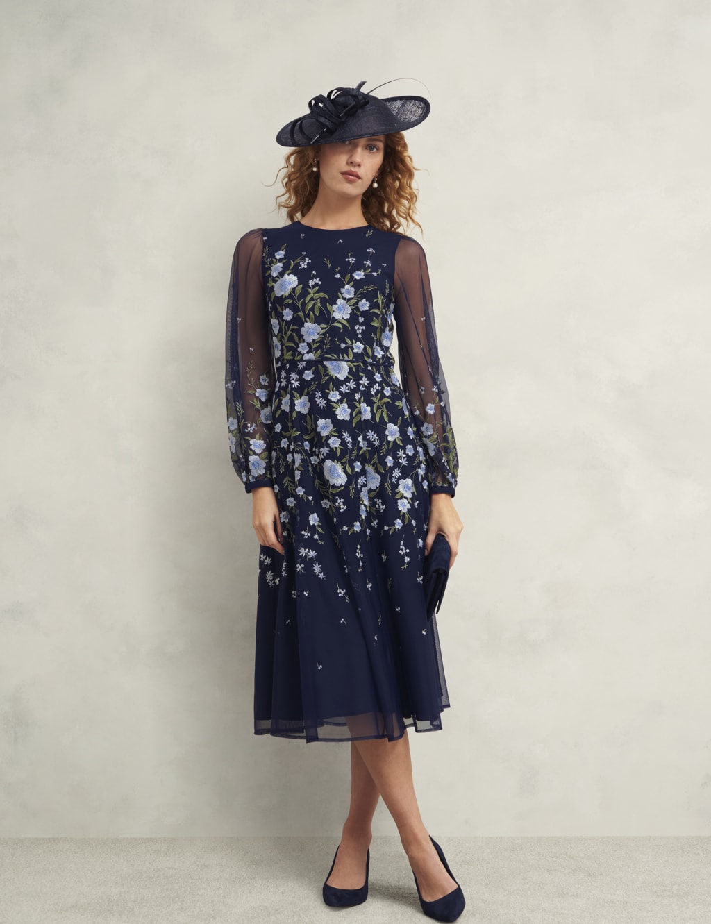 Floral Embroidered Midi Waisted Dress 6 of 7