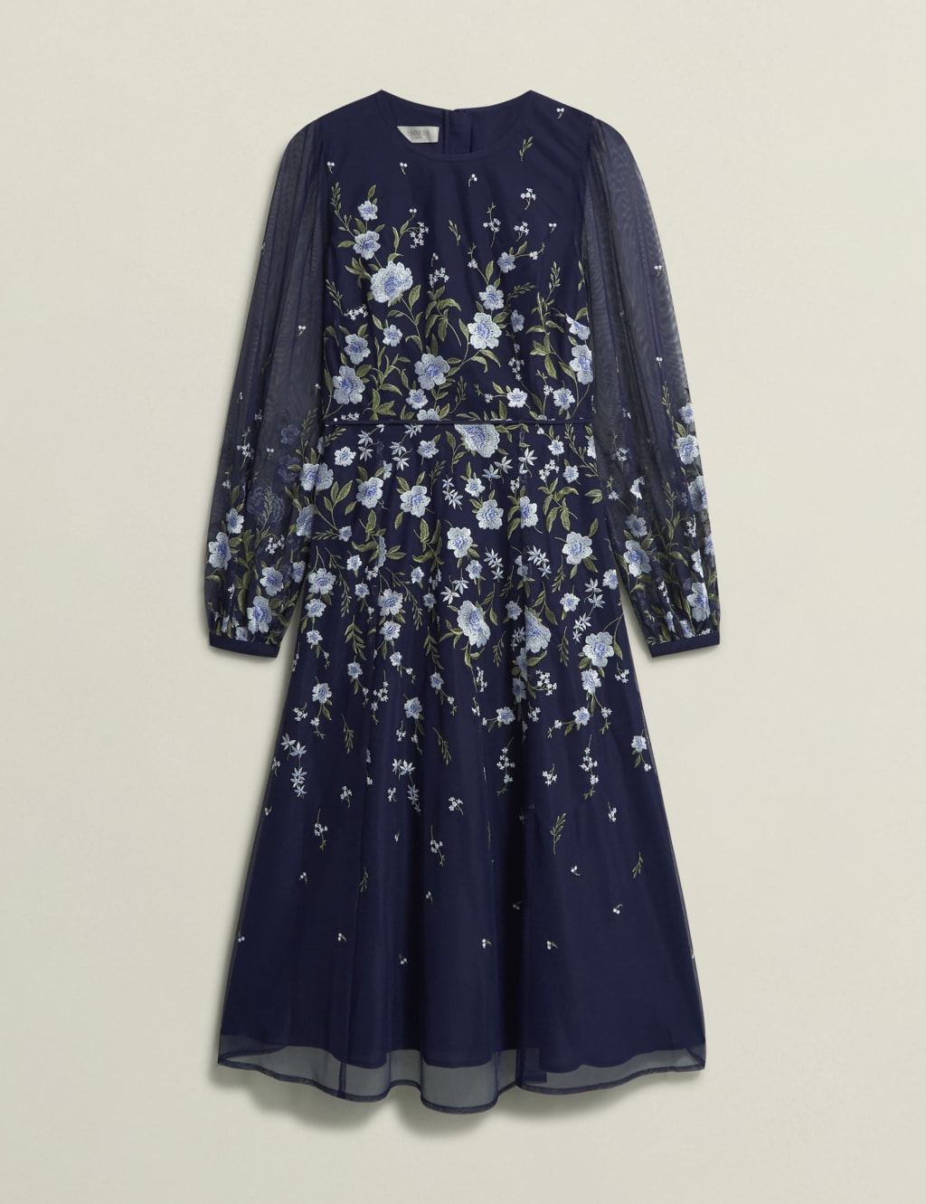 Floral Embroidered Midi Waisted Dress 2 of 7