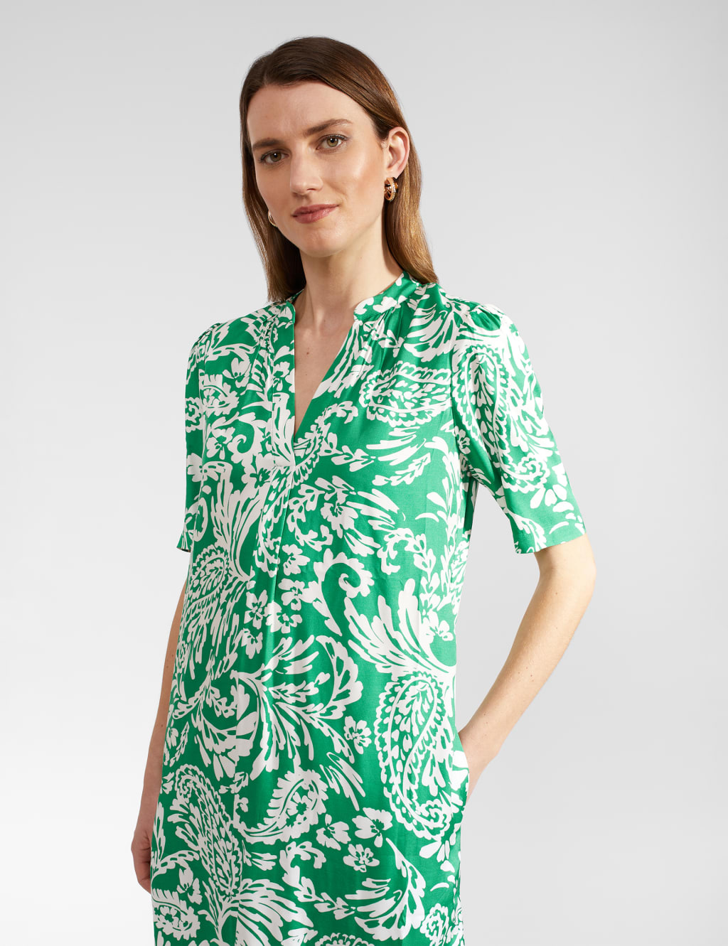 Floral Notch Neck Knee Length Shift Dress 5 of 7