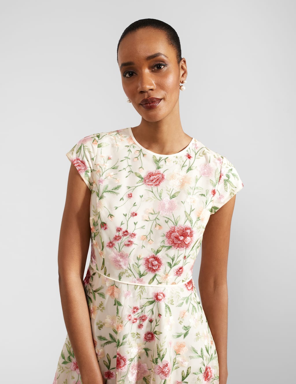 Embroidered Midi Waisted Dress 5 of 10
