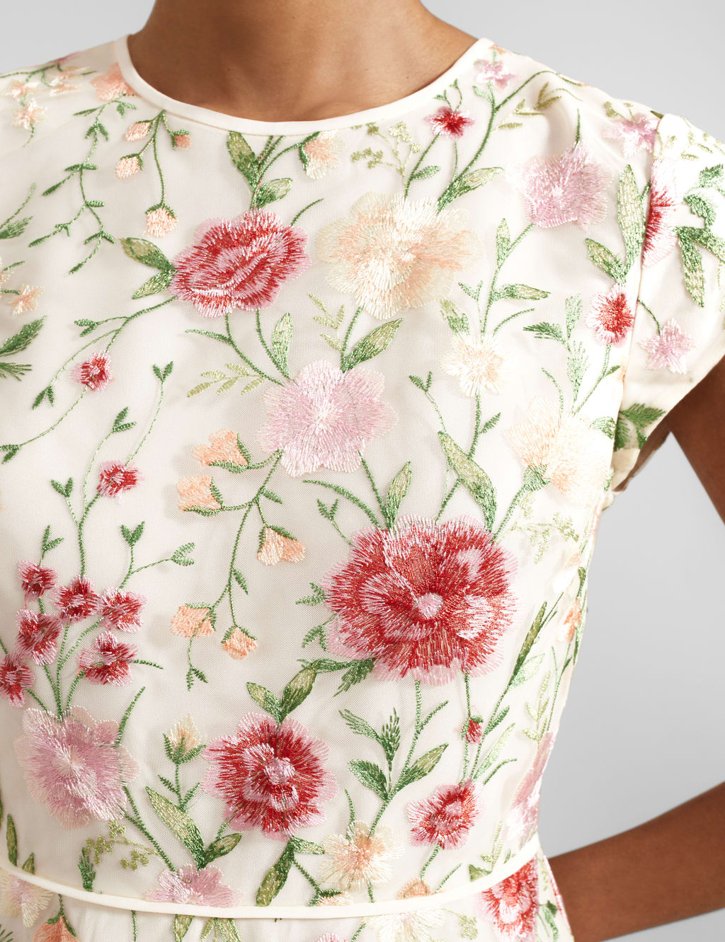 Embroidered Midi Waisted Dress 7 of 10