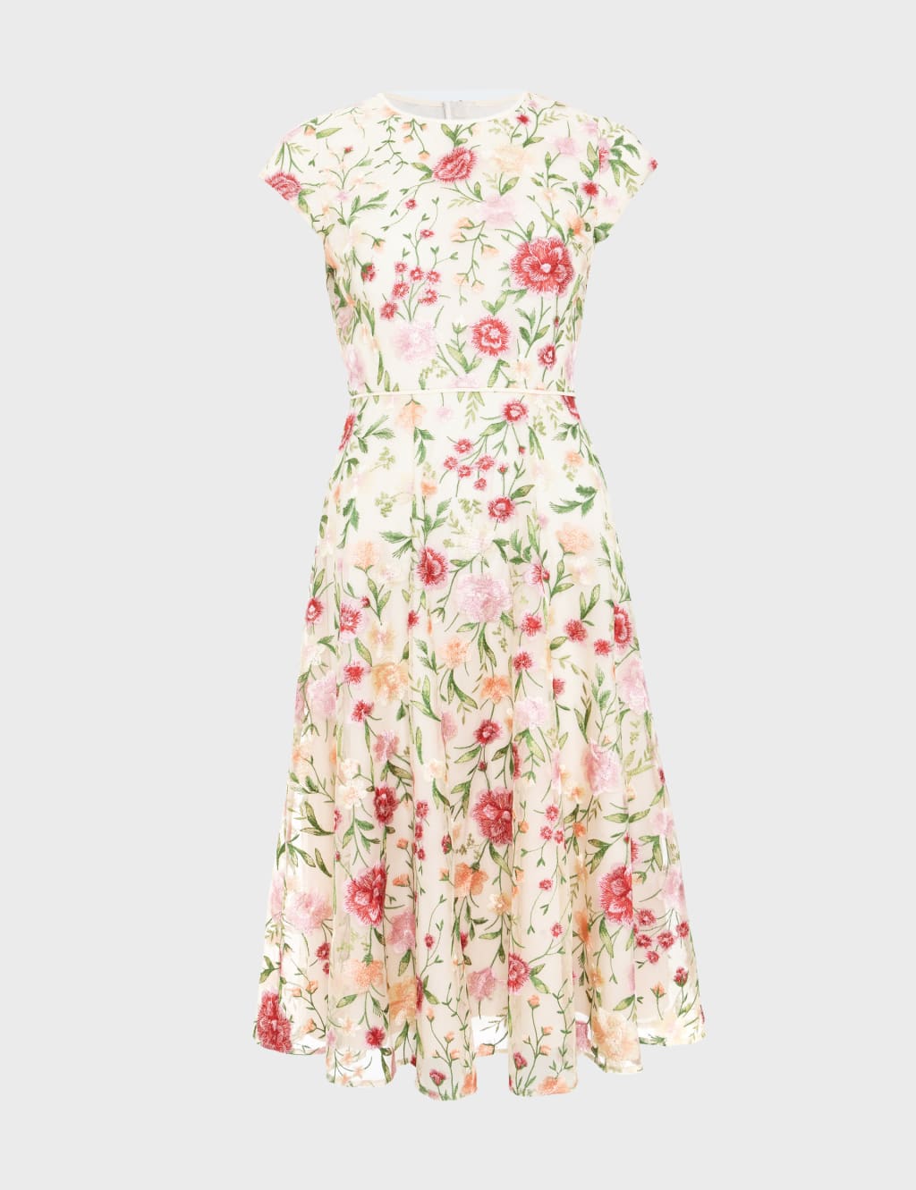 Embroidered Midi Waisted Dress 2 of 10